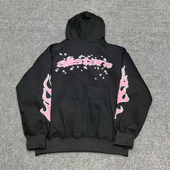 Meichao broken planet high street casual letter star foam print with velvet camouflage hooded sweatshirt fog
