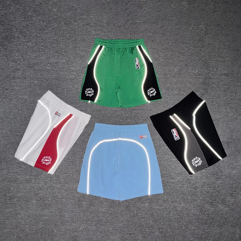 Broken Planet High Street Summer Sports and Leisure Colorful Reflective Strip Design Woven Speed Drying Shorts