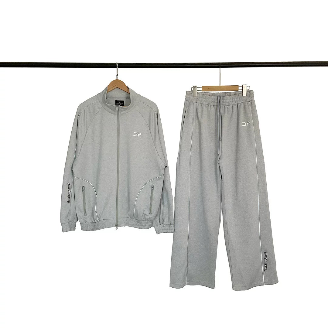 Broken Planet Fashion High Street Spring and Autumn Sports Leisure Embroidery Zipper Hoodie Coat Pants Set Fog
