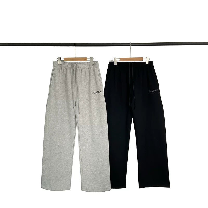 Broken Planet American High Street Trendy Brand Letter Emblem Embroidered Loose and Velvet Straight Leg Casual Pants Fog
