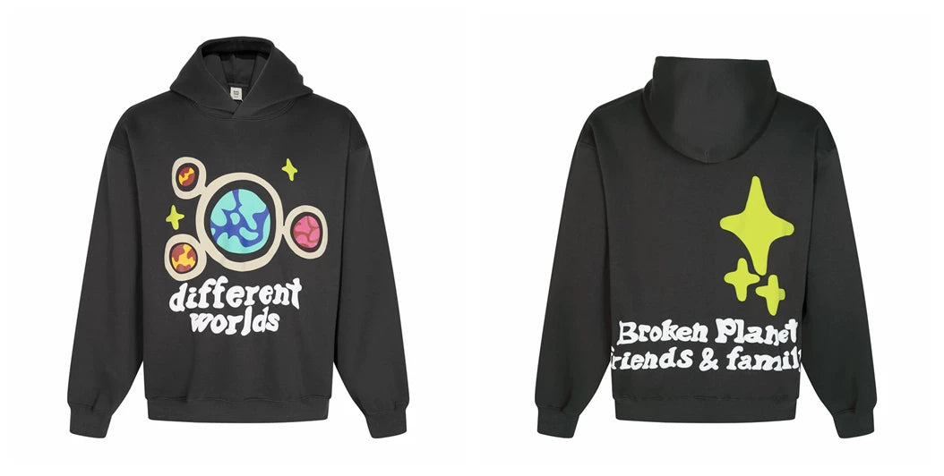 Broken planet hoodie, trendy high street, autumn and winter casual foam printed fleece couple hooded sweatshirt (27)