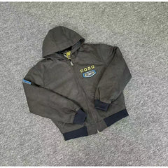 Broken planet jacket, retro and trendy embroidered logo, autumn and winter thick cotton jacket with zipper cover