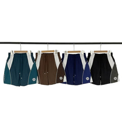 Broken planet, trendy high street, retro sports and leisure, summer color blocking splicing, woven quick drying shorts for men