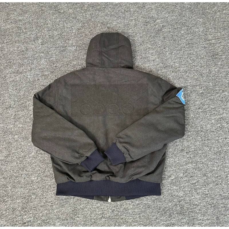 Broken planet jacket, retro and trendy embroidered logo, autumn and winter thick cotton jacket with zipper cover