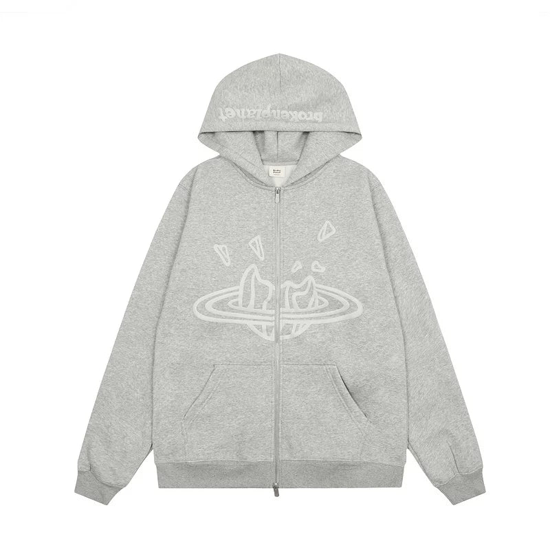 Broken Planet cardigan sweatshirt with fleece for autumn and winter, trendy high street men's and women's loose casual zipper jacket FOG (2)