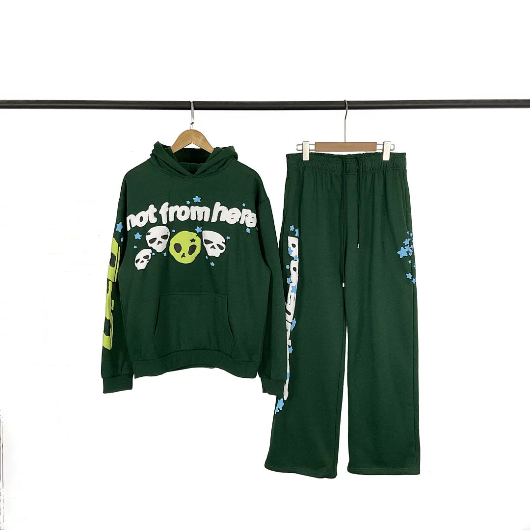 Broken Planet European and American Trendy Brand Autumn/Winter Sports and Leisure Foam Printed Velvet Hoodie Pants Set ins
