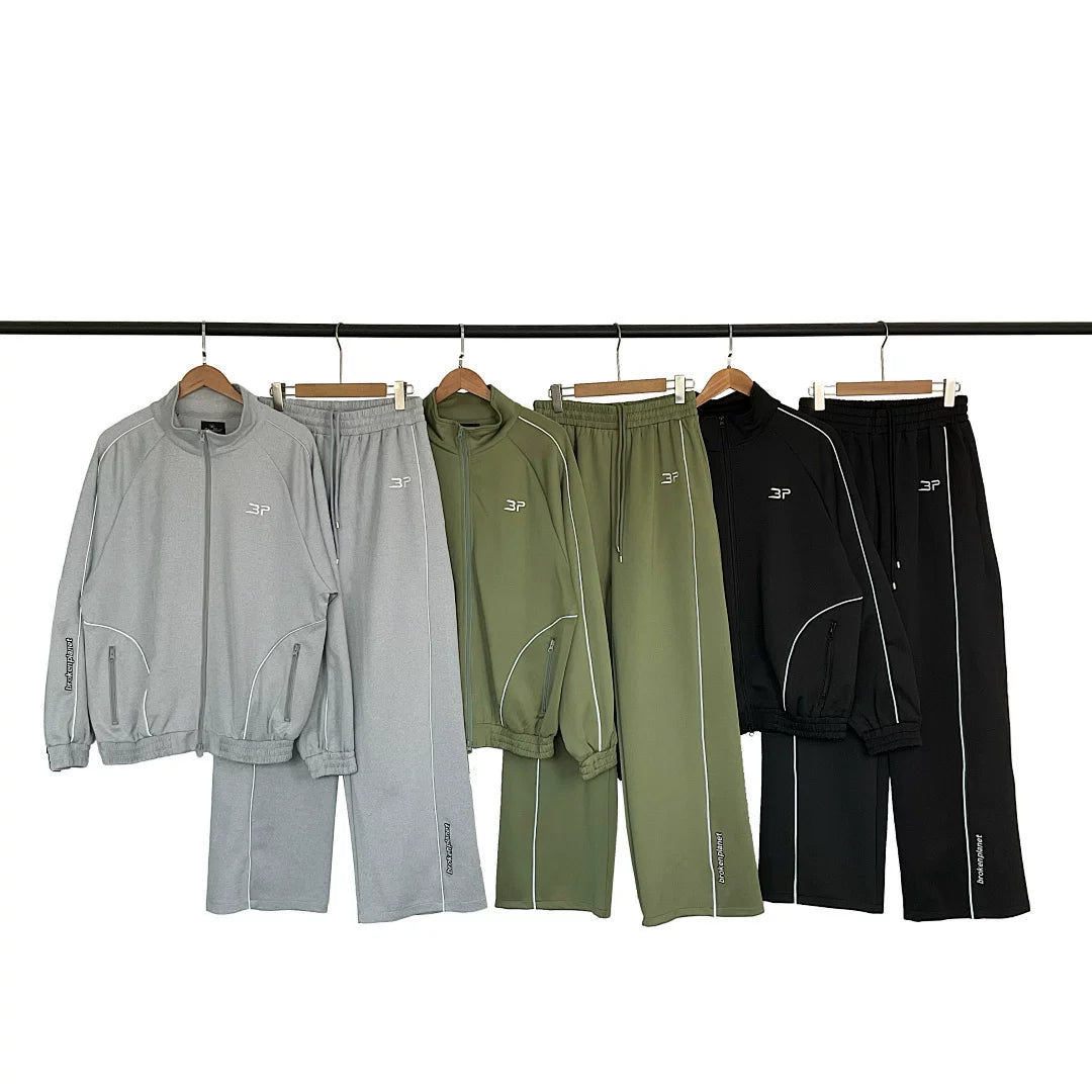 Broken Planet Fashion High Street Spring and Autumn Sports Leisure Embroidery Zipper Hoodie Coat Pants Set Fog