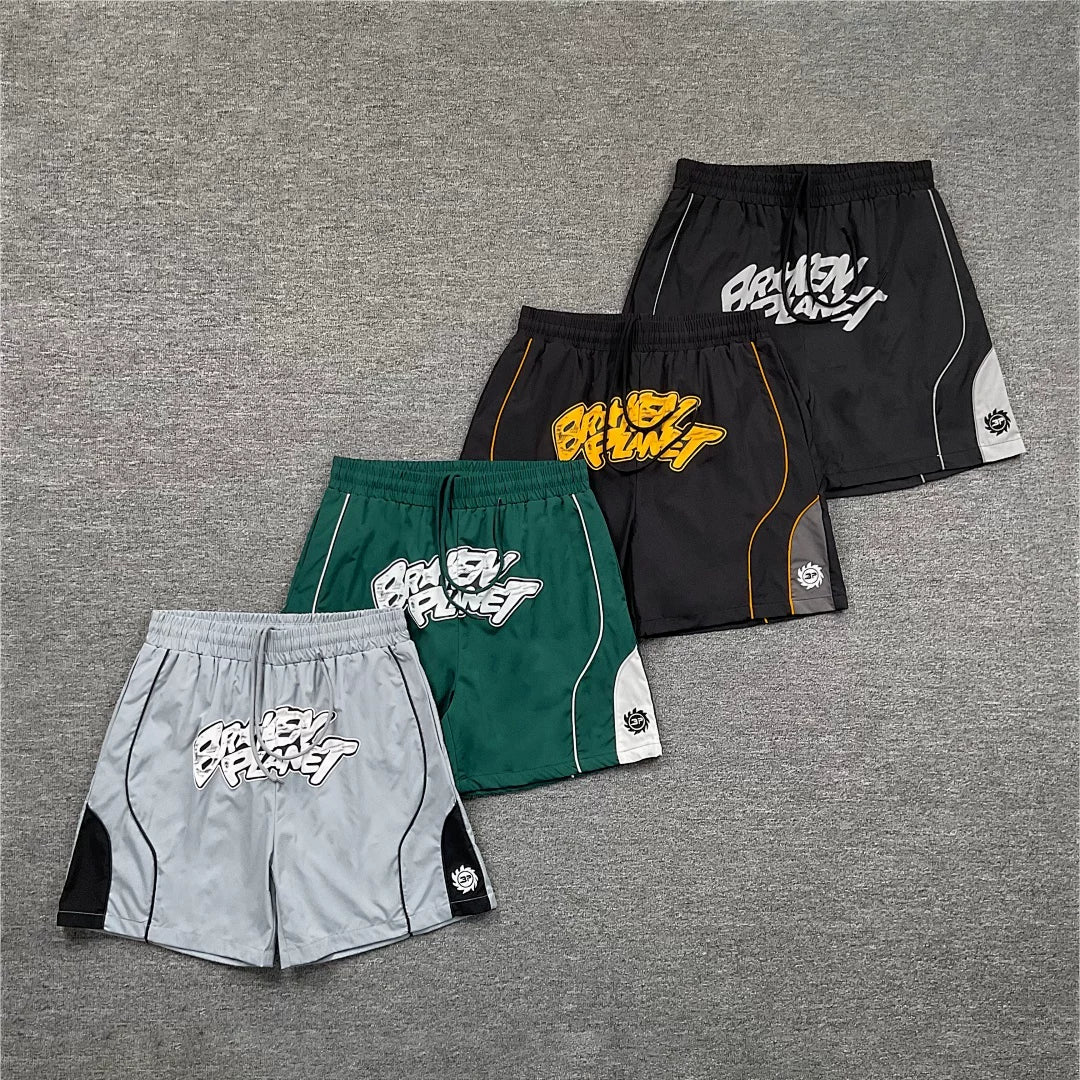 Broken Planet American high street trendy brand retro contrasting color casual woven nylon quick drying beach shorts summer