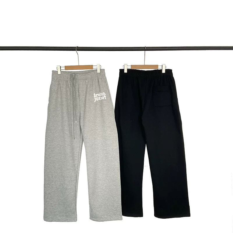 Broken Planet American High Street Trendy Brand Letter Foam Printed Loose and Velvet Straight Tube Casual Pants for Men