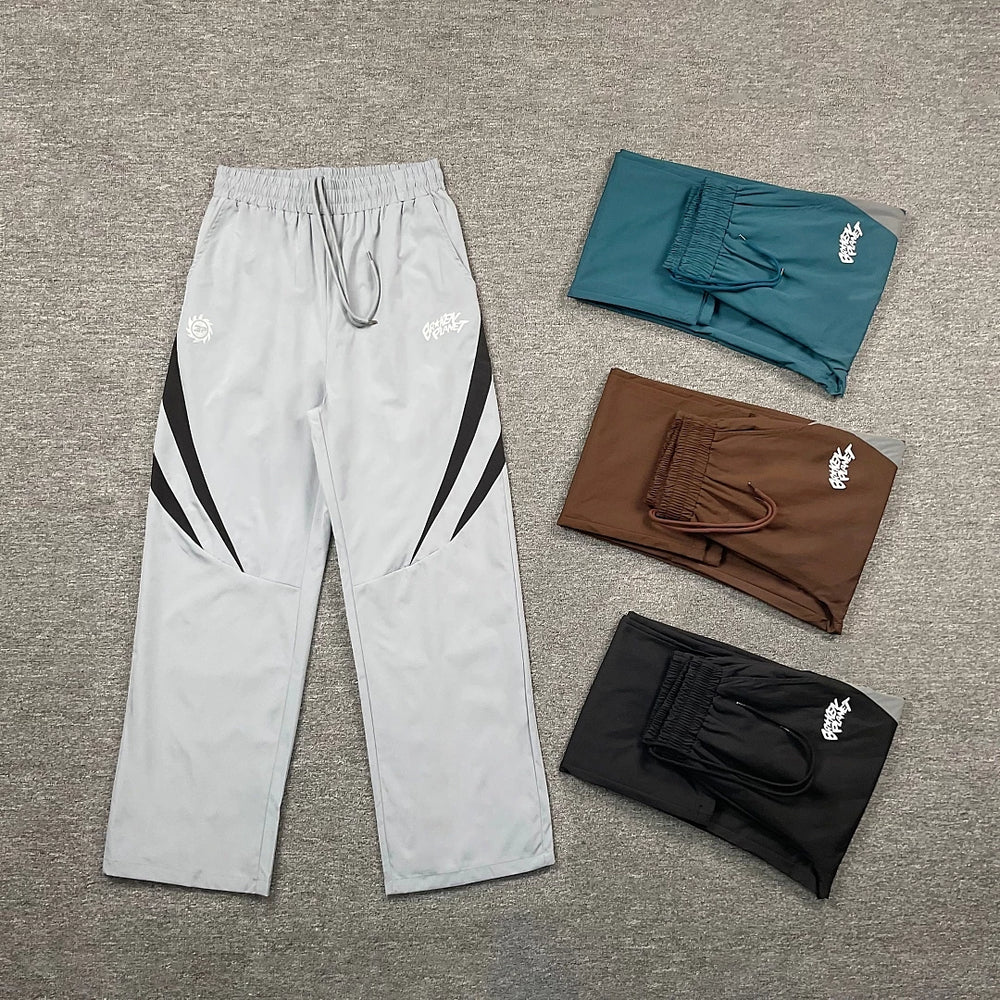 Broken Planet High Street Retro Casual Reflective Printed Design Loose Woven Drawstring Straight Pants Trendy