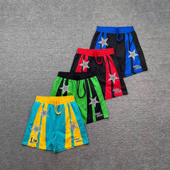 Broken planet, trendy and fashionable street style, summer casual, color blocking, embroidery, woven, quick drying beach shorts, ins