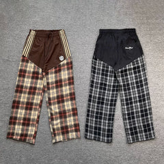 Broken Planet American High Street Trendy Brand Retro Contrast Casual Stripe Embroidered Checkered Straight Pants ins